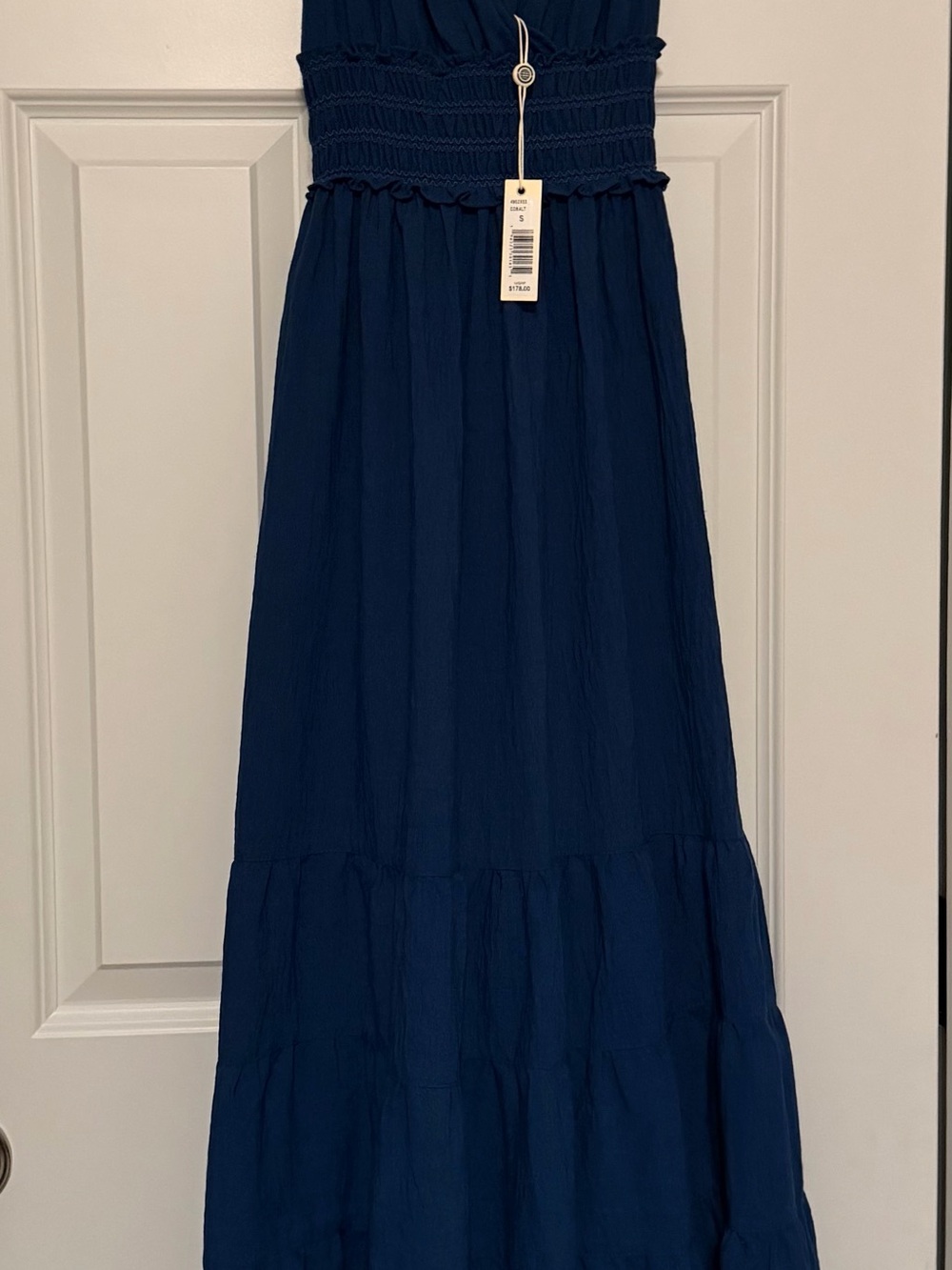 Max Studio London Women’s Empire Waist Tiered Cobolt Blue Maxi Dress (NWT).